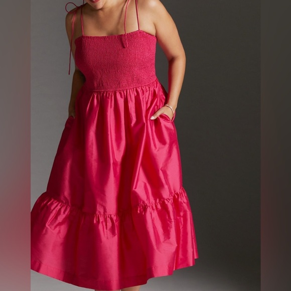 Dhruv Kapoor Shine Midi Dress Smocked Size S - Picture 7 of 12